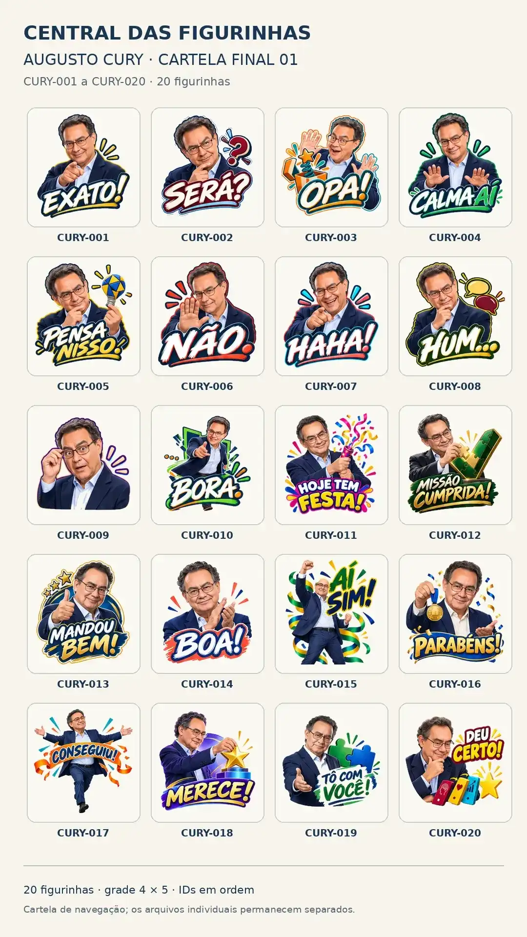 Cartela de amostras da coleção Augusto Cury