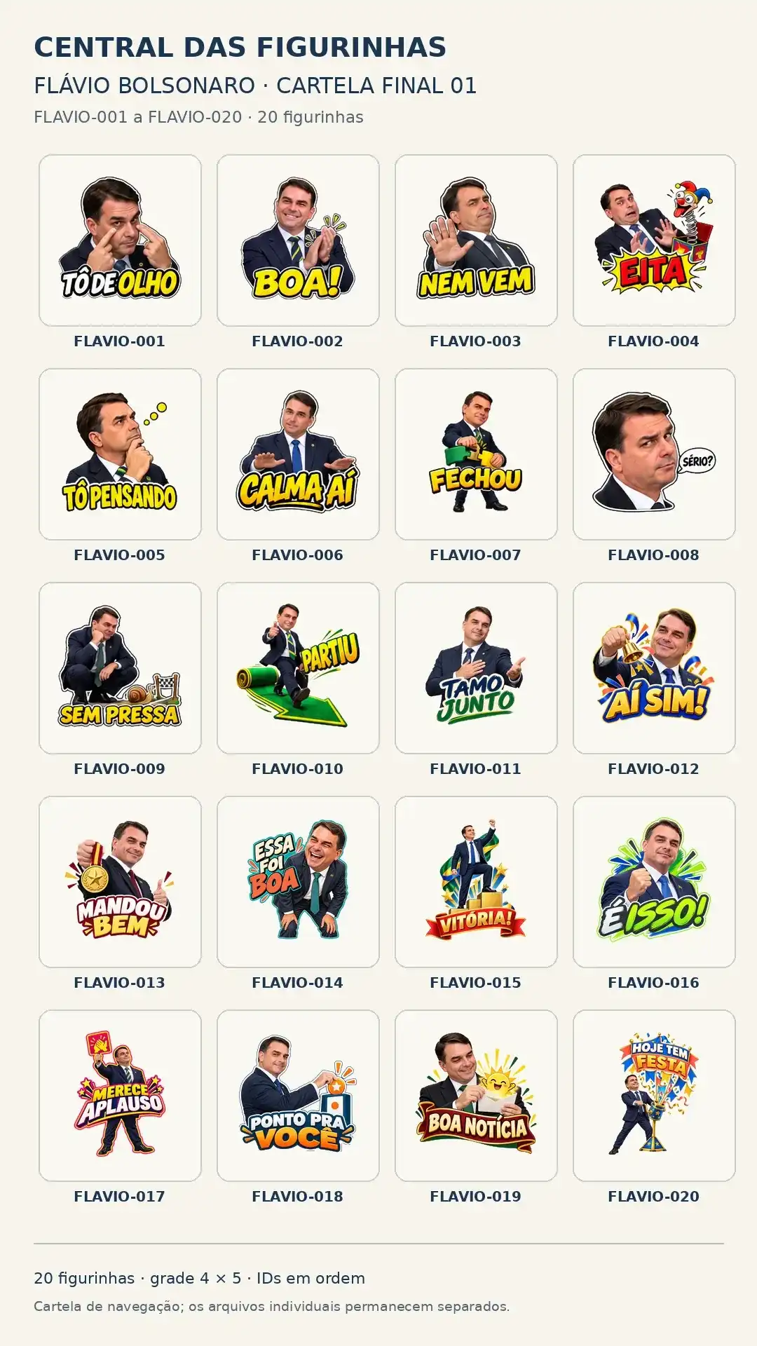 Cartela de amostras da coleção Flávio Bolsonaro
