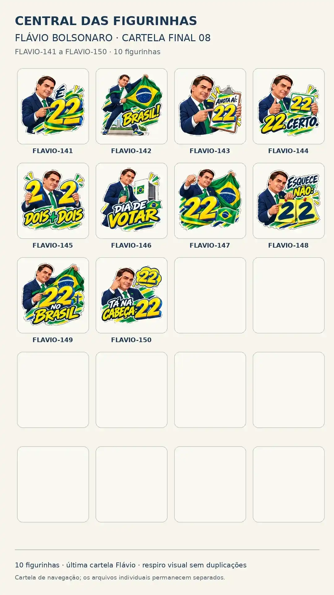 Outra cartela de amostras da coleção Flávio Bolsonaro