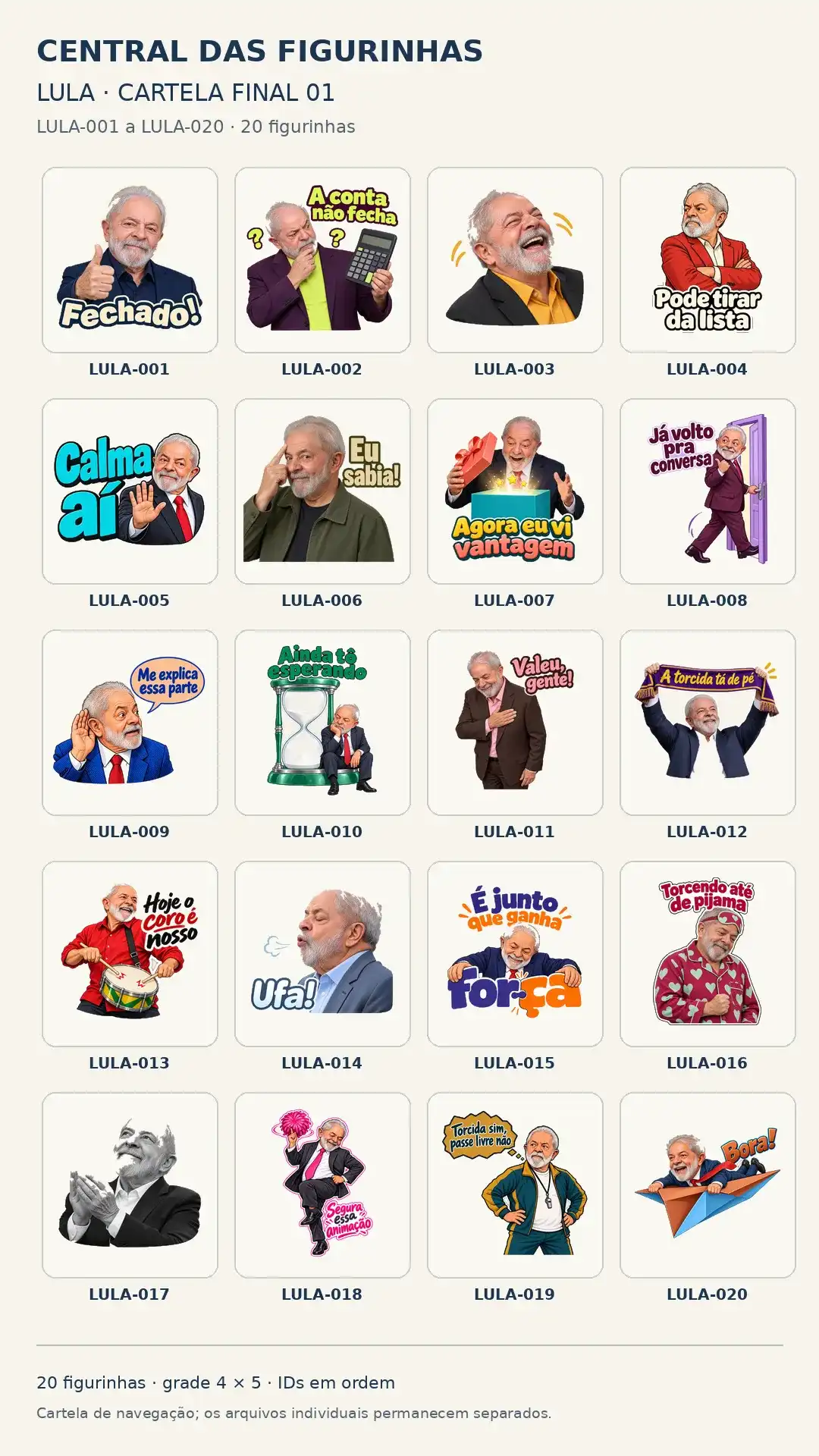 Cartela de amostras da coleção Lula