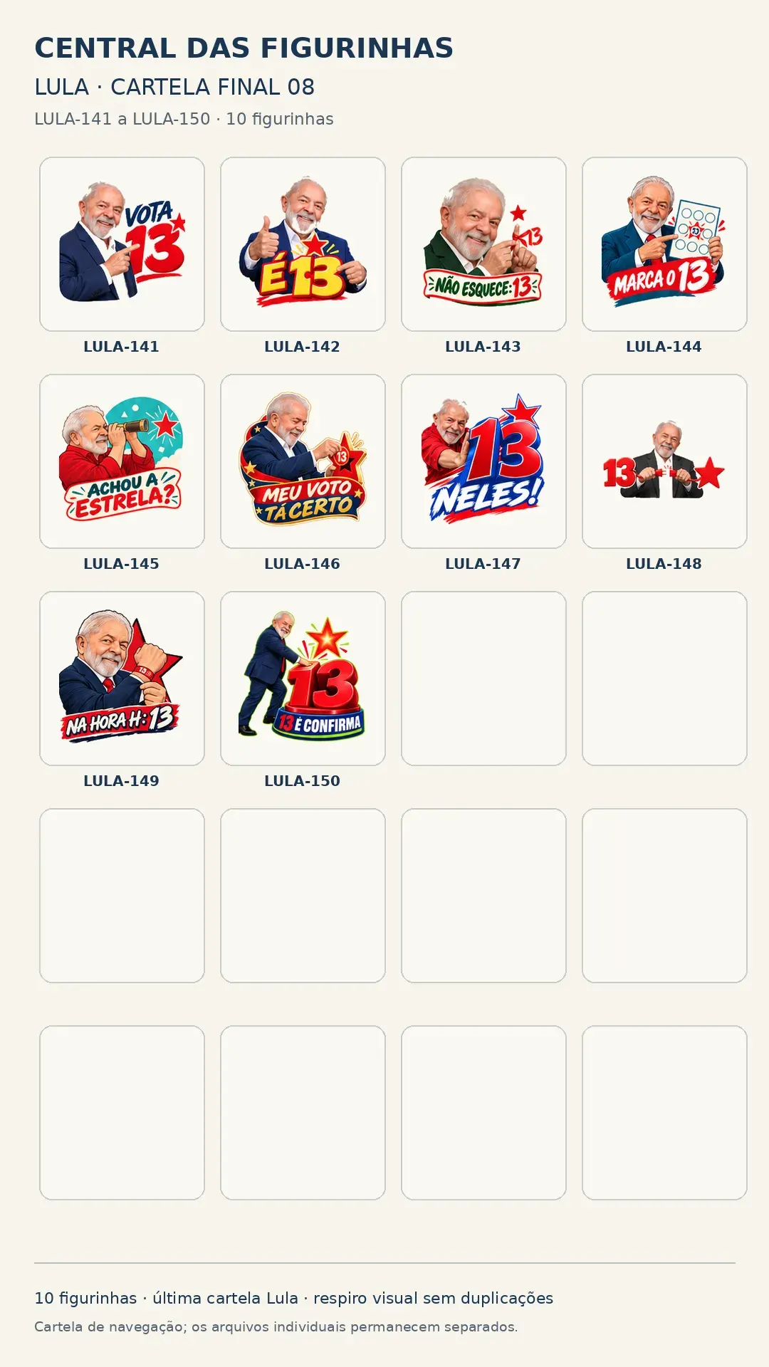 Outra cartela de amostras da coleção Lula