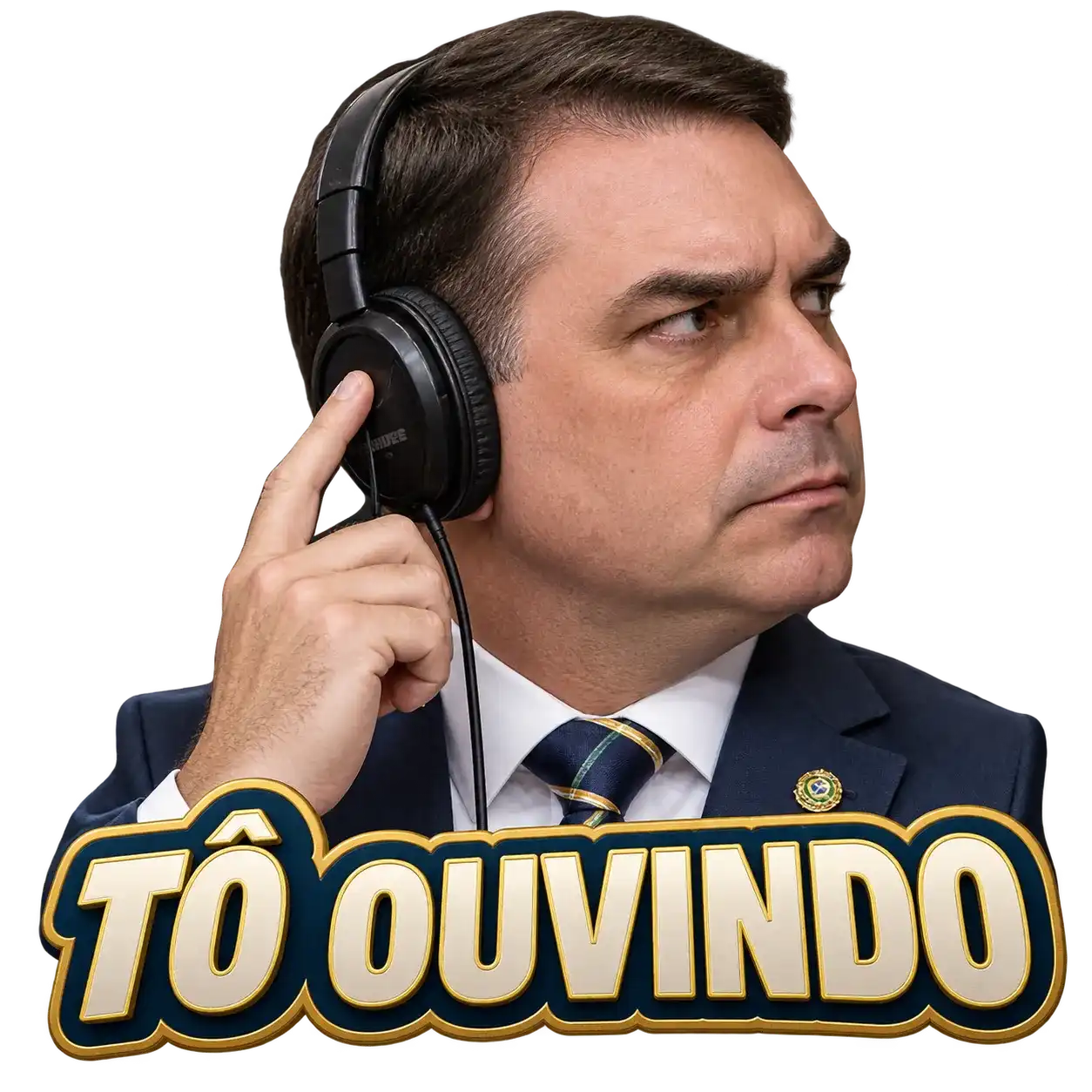 Figurinha Tô ouvindo da coleção Flávio Bolsonaro