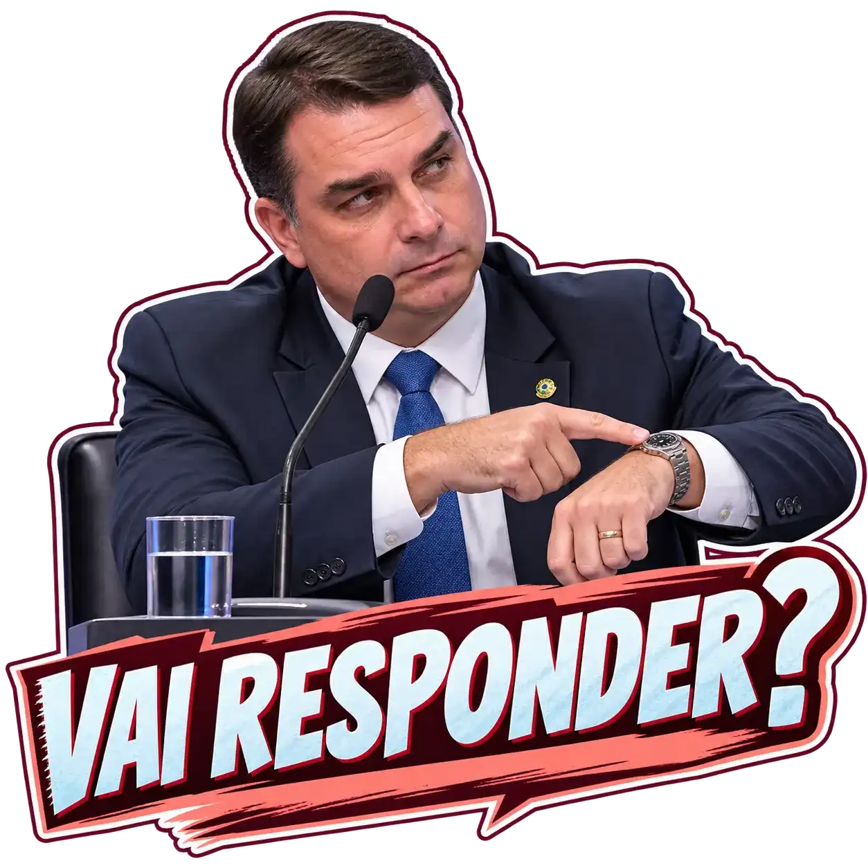 Outra amostra de figurinha da coleção Flávio Bolsonaro